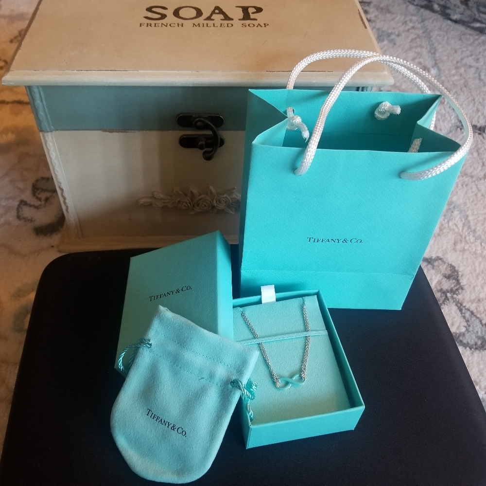 Tiffany & Co. Blue Enamel Infinity Necklace